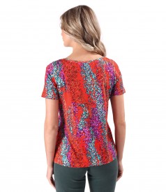 Elastic viscose jersey blouse