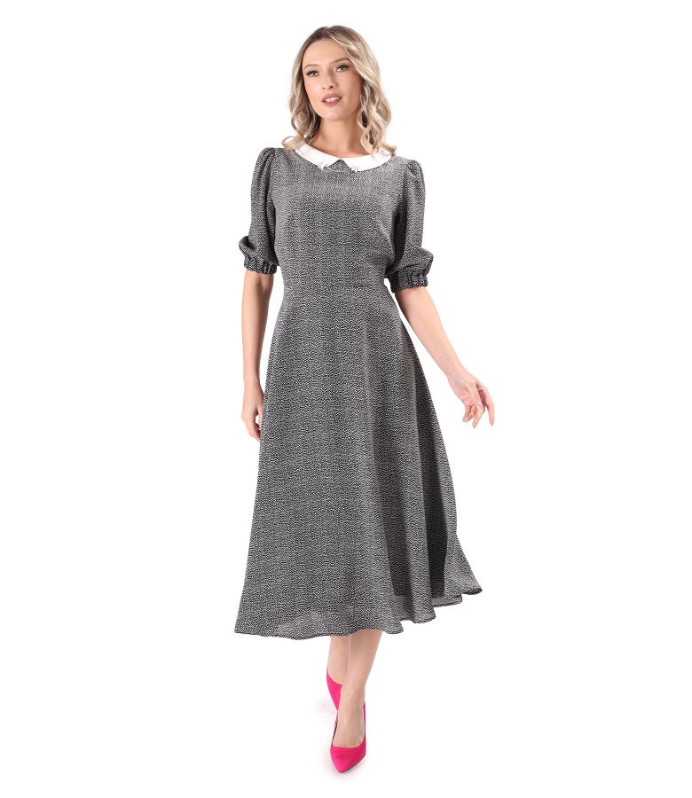 Printed viscose midi dress with polka dots