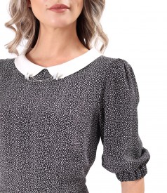 Printed viscose midi dress with polka dots