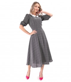 Printed viscose midi dress with polka dots