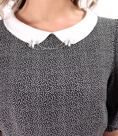 Printed viscose midi dress with polka dots