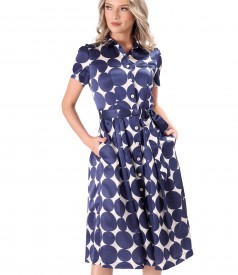 Elegant shirt dress made of cotton with natural silk