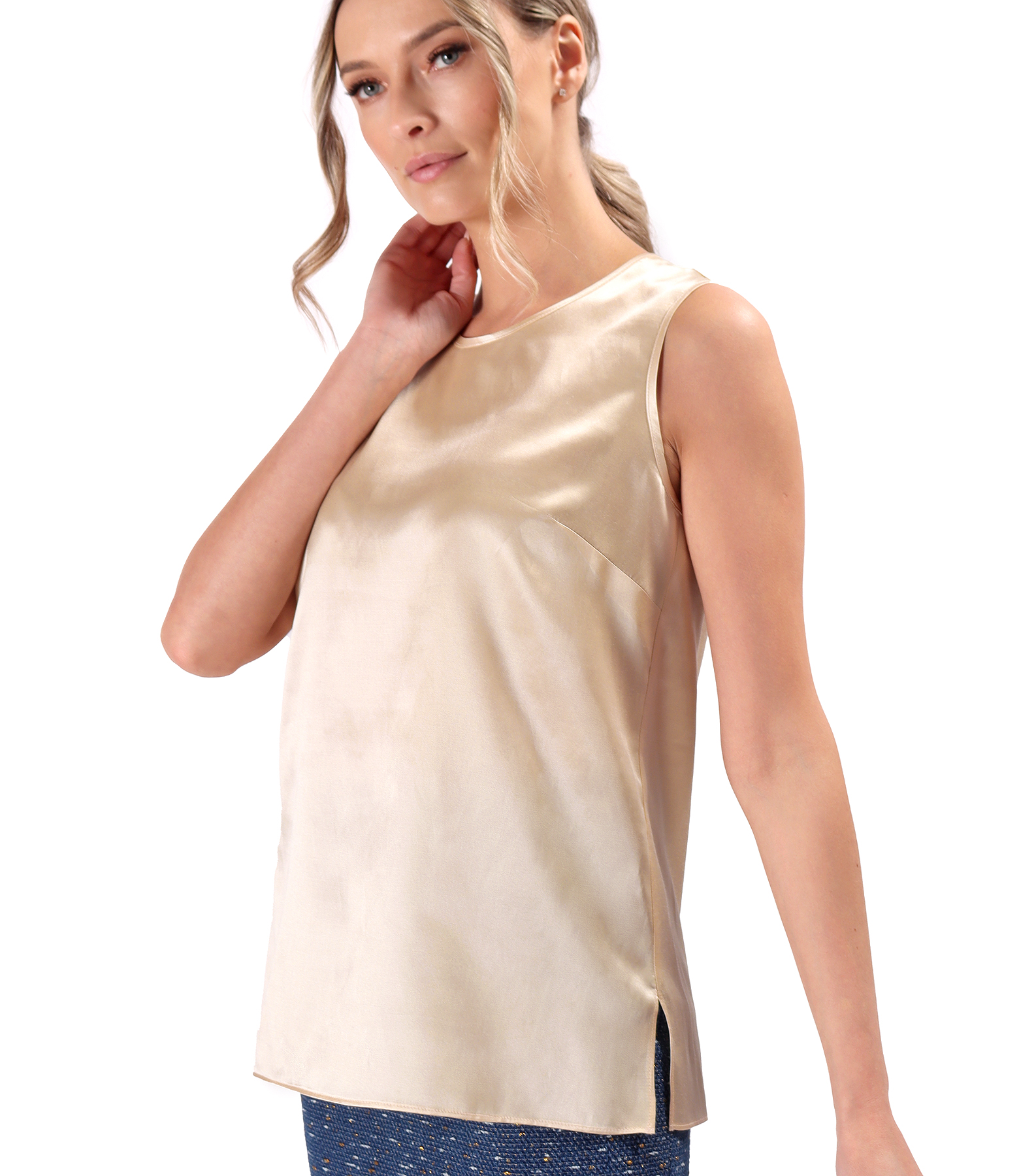 Elegant silk blouse with cotton