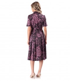 Shirt-type dress made of printed elastic cotton