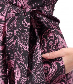 Shirt-type dress made of printed elastic cotton