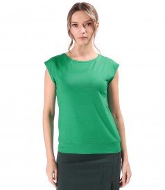 Blouse made of elastic jersey with short sleeves