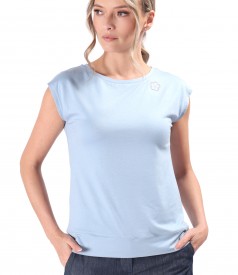 Blouse made of elastic jersey with short sleeves