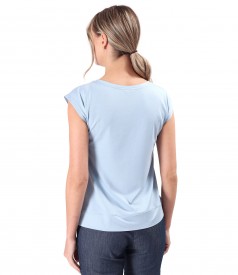 Blouse made of elastic jersey with short sleeves