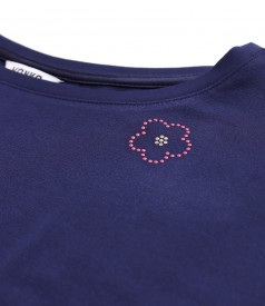 Blouse made of elastic jersey with short sleeves