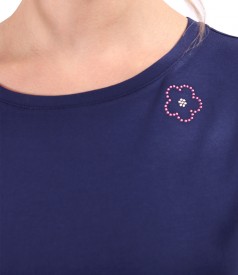 Blouse made of elastic jersey with short sleeves