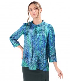 Digitally printed natural silk blouse