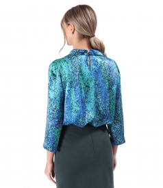 Digitally printed natural silk blouse