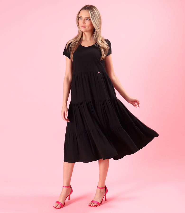 Midi viscose dress with ruffles