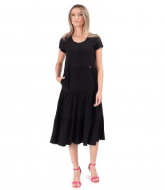 Midi viscose dress with ruffles