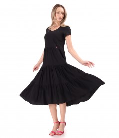 Midi viscose dress with ruffles