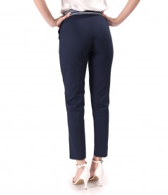 Elastic cotton pants with a decorative elastic band