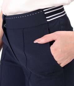 Elastic cotton pants with a decorative elastic band
