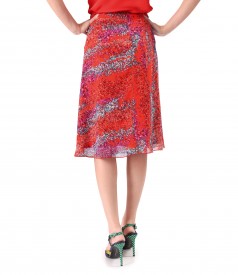 Skirt made of viscose printed with floral motifs