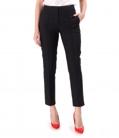 Elastic cotton pants with a decorative elastic band.