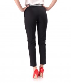 Elastic cotton pants with a decorative elastic band.