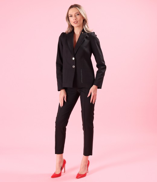 Ankle pants with elastic cotton jacket