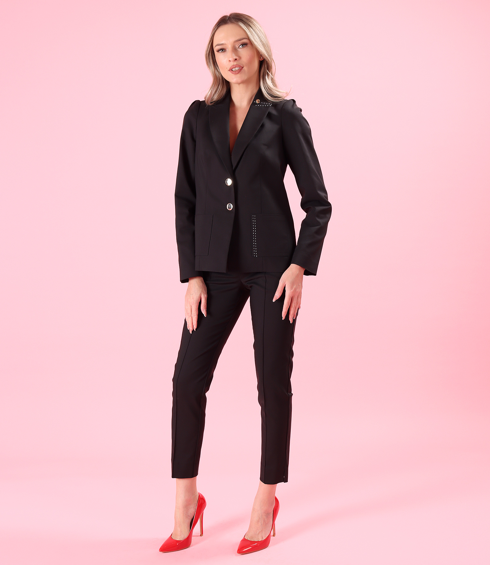 Ankle pants with elastic cotton jacket