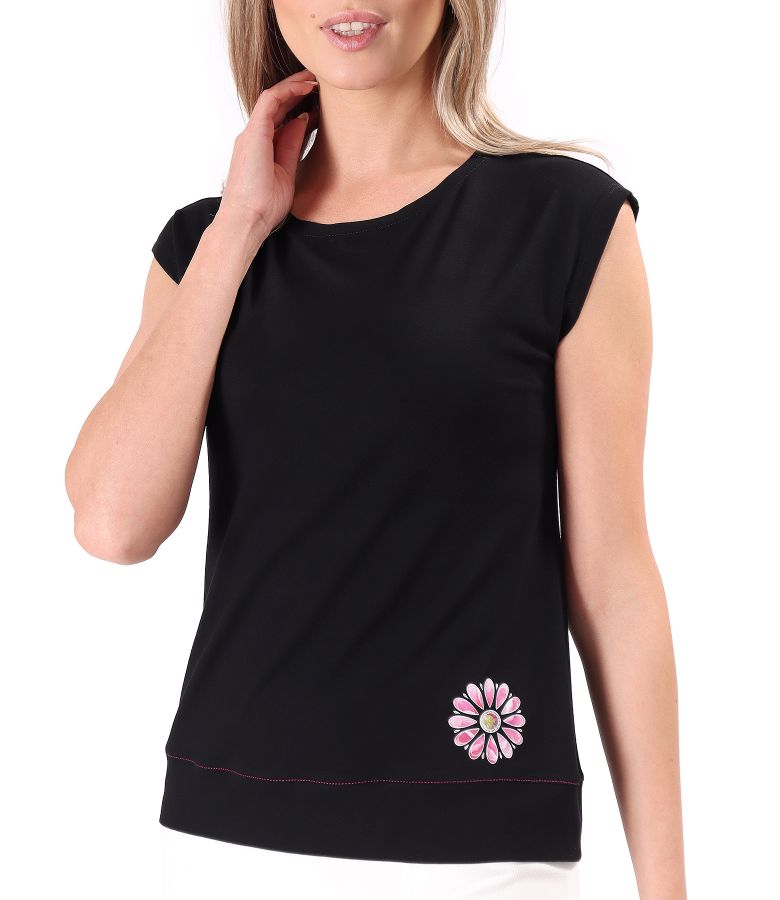 Blouse made elastic jersey with dropped shoulders