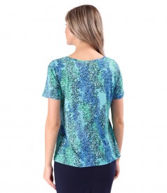 Blouse made of elastic jersey with digital print