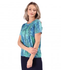 Blouse made of elastic jersey with digital print