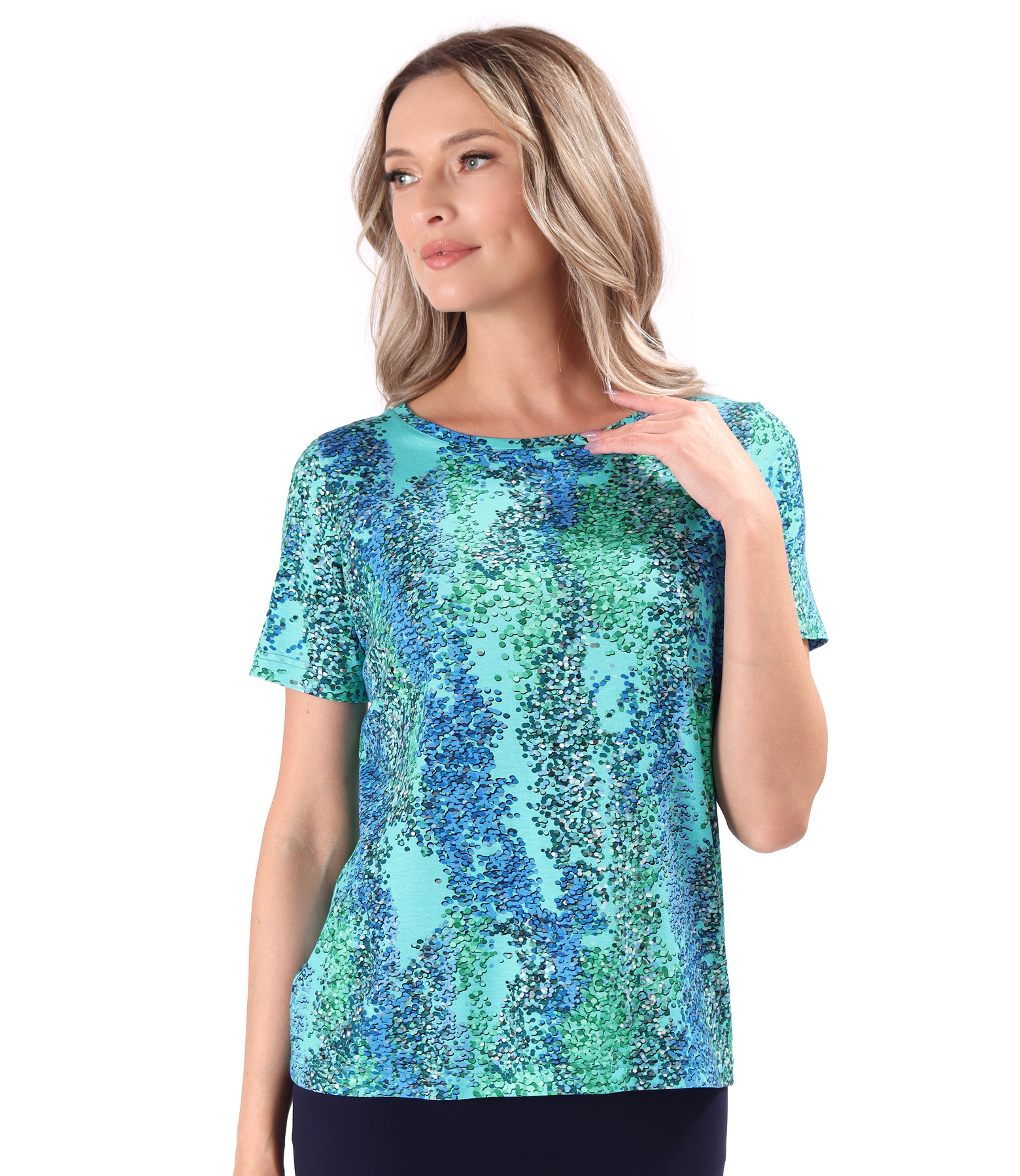 Blouse made of elastic jersey with digital print