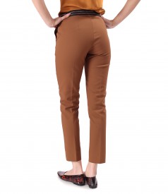 Elastic cotton pants with decorative elastic band