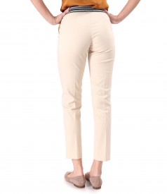 Elastic cotton pants with decorative elastic band