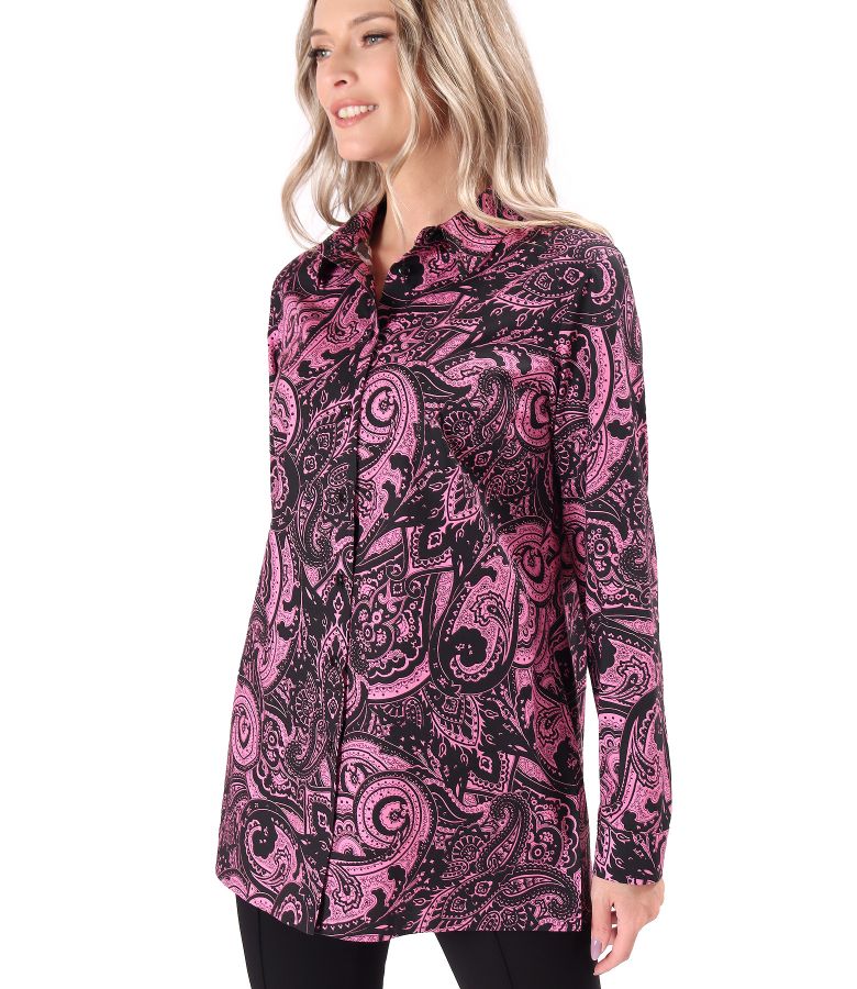 Elegant casual shirt made of printed cotton with paisley motifs