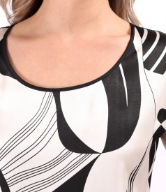 Casual blouse with viscose satin front