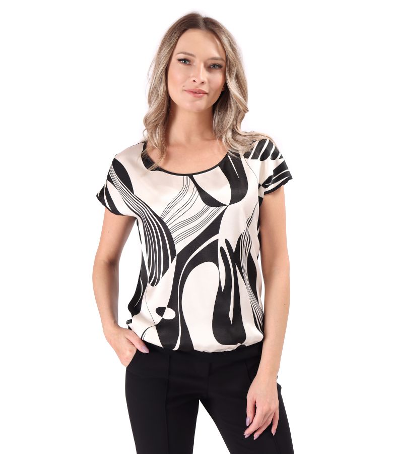 Casual blouse with viscose satin front