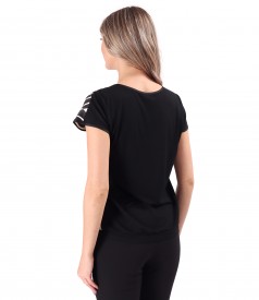 Casual blouse with viscose satin front