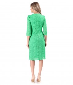 Elegant cotton lace dress with floral motifs