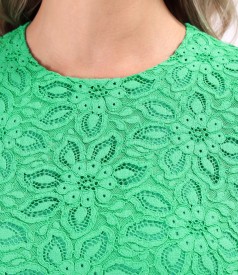 Elegant cotton lace dress with floral motifs