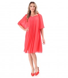 Elegant dress made of veil with flared sleeves