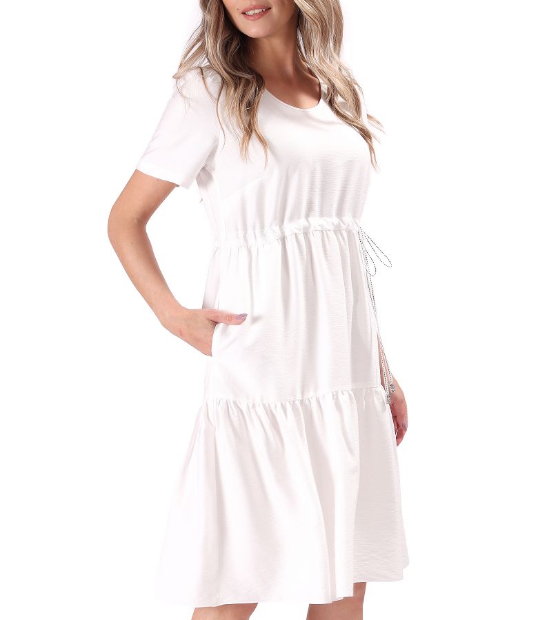 Ruffled dress made of wrinkled viscose with drawstring waist