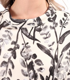 Midi viscose dress with floral motifs and effect thread