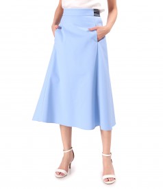 Elastic cotton skirt with a velvety look