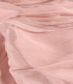 Silk voile dress with round collar with beads