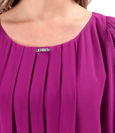 Elegant dress made of veil with flared sleeves