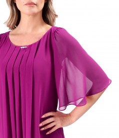Elegant dress made of veil with flared sleeves