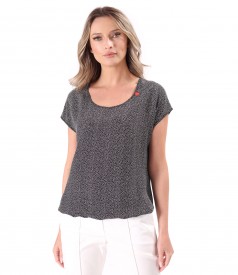 Elegant viscose blouse printed with polka dots