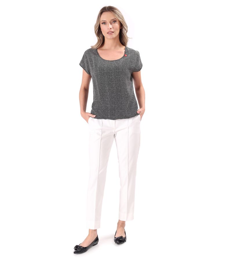 Elegant viscose blouse printed with polka dots