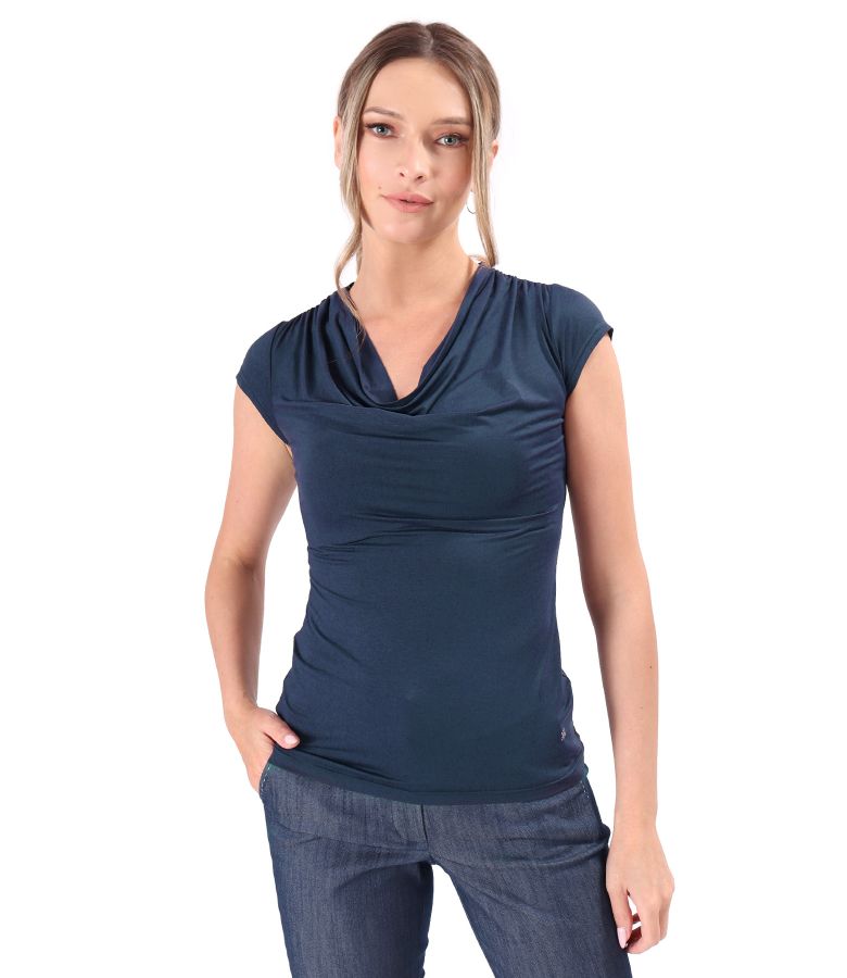 Elastic jersey t-shirt with folds