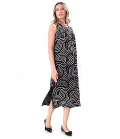 Embroidered viscose midi dress summer zen garden