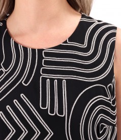 Embroidered viscose midi dress summer zen garden